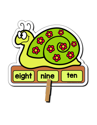 Snail Number Words Clip Cards